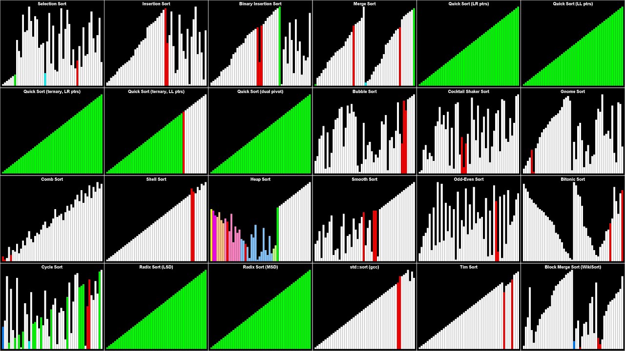 Visualization of 24 Sorting Algorithms In 2 Minutes