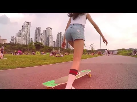Chinese Girl has Insane longboarding skills
