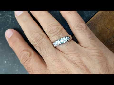 0.99 Ct. Six Stone Channel Set Gent's Band with Open Ends - TwoBirch TB-GR-0025-WG-L