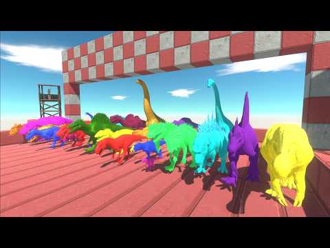 All Neon Dinosaurs Tower Survival Speed Race - Animal Revolt Battle Simulator