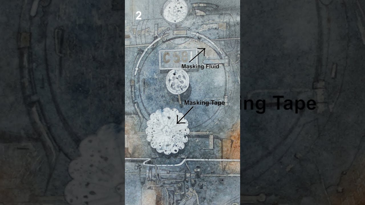 [水彩で描く蒸気機関車の作業工程と作品スライドショー] 水彩画　ショート動画　 Masato Watanabe #水彩メイキング #watercolor #水彩画 #painting