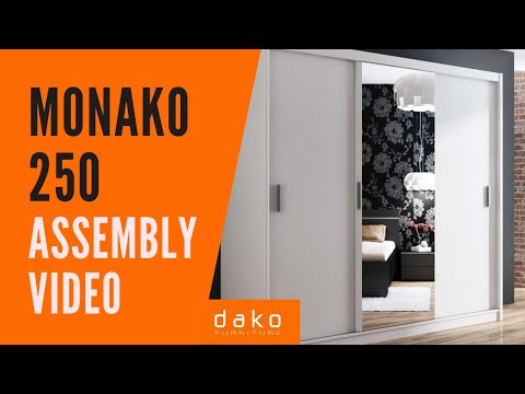Assembly video of large 3 sliding door wardrobe MONAKO with mirror available from DAKO FURNITURE - 9