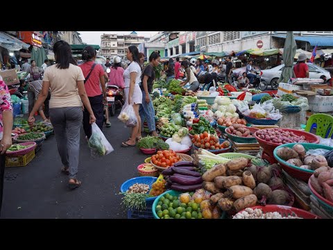 Evening Orussey Street Market Show - Plenty Seafood, Fresh Vegetable, Fish, Pork & More Food in Town