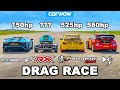 Lamborghini Aventador SV vs £1M Rallycross Racers: DRAG RACE
