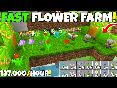 Minecraft Bedrock: FAST FLOWER / BONEMEAL Farm Tutorial! 136,000/Hour! MCPE Xbox PC PS5 Switch