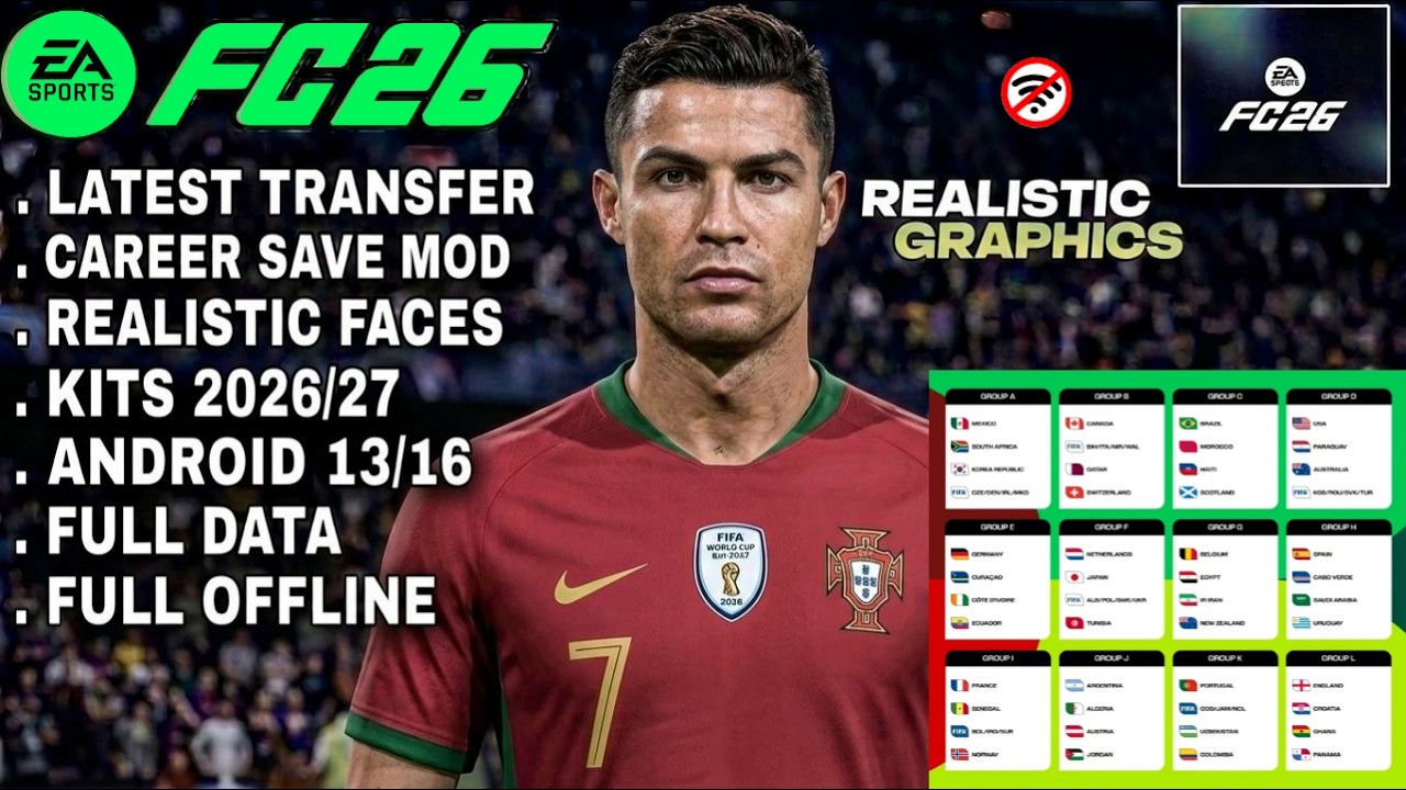 Update! FIFA 16 MOD FC 26 Android Offline | Career Mode FULL FACES & KITS New Update Transfer 26/27