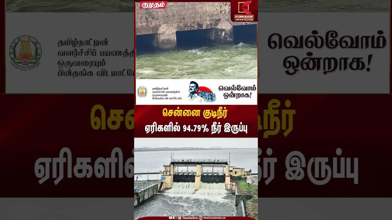 சென்னை குடிநீர் ஏரிகளில் 94.79% நீர் இருப்பு | Chennai Water Levels | Kumudam News