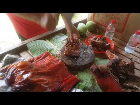 Cutting Roasted Pig - Family Activities At Countryside - Happy Time With Family