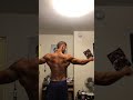 Practicing posing before bodybuilding competition