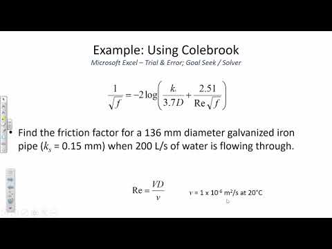 CE 331 - Class 3 (22 Jan 2019) Colebrook equation, Jain Equation, Pipe Diameter Sizing