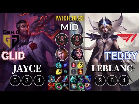 GEN Clid Jayce vs T1 Teddy LeBlanc Mid - KR Patch 10.23