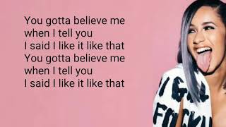 Cardi B I like it  (lyrics)