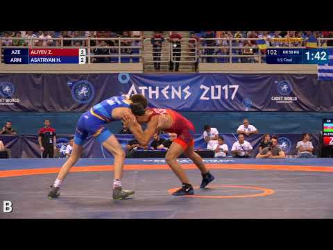 1/2 GR - 50 kg: Z. ALIYEV (AZE) df. H. ASATRYAN (ARM) by VSU1, 10-2
