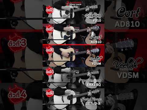 🔥Top 5 กีต้าร์โปร่งราคาไม่เกิน 5,000 Strumming l Yamaha, Cort, Veelah,  Enya, Baton Rouge l เต่าแดง