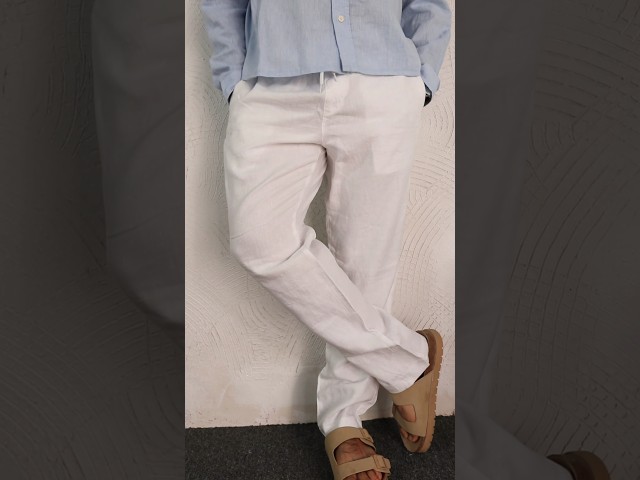 Vídeo relacionado con Pantalones de hombre, pantalones de lino para hombre, ajuste amplio con decoración cósmica, estilo Hip Hop contemporáneo, tejido ligero caída, suave aspecto juvenil y calle, navy, M