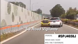 24aug2026 pie #SPJ4658J byd m6 unable to keep in lane swerve left and right & hit comfort taxi