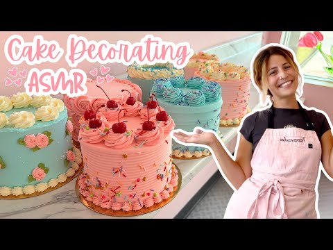 Cake Decorating SPEED RUN - ASMR | Decorate 7 Cakes With Me in 27 minutes! | [No Talking] [No Music]