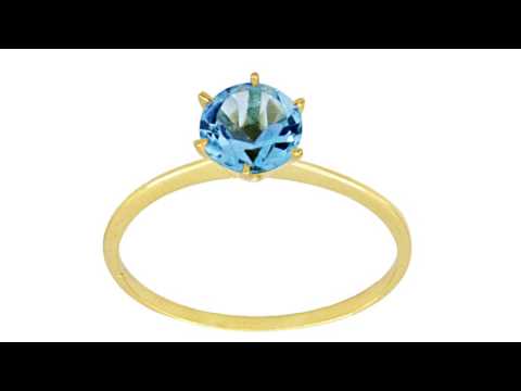 Teleios Luxe 18K Gold 6Mm 0.8Ct Blue Topaz TL Solitaire Ring - 6.5 US - TL0000277