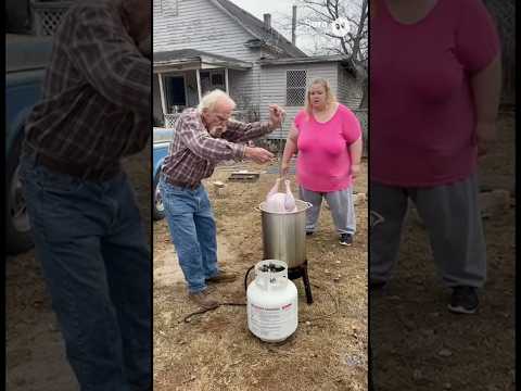 Becky and Grandpa frying turkey. 🦃🔥 #thanksgiving #turkey #funny #dingalinged #comedy #funnyshorts