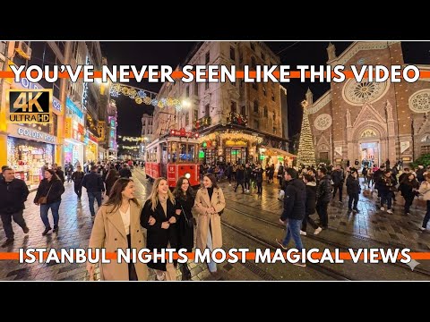 Istanbul Turkey 2025 4K Night Walking Tour | Istiklal Street to Taksim Square (Real City Sounds)