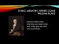 Song: Memory, Hither Come by William Blake