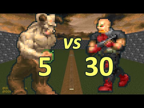 5 Hell Knights vs 30 Sergeants - Monster Infighting - Doom II Retro Battles