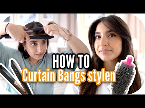 HOW TO: STYLE CURTAIN BANGS WITH A STRAIGHTENING IRON AND A ROUND BRUSH 😍❤️ | Sanny Kaur