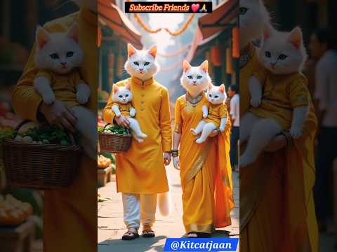 Most Adorable Cat Family Explores the Market with Mom & Dad #cutecats #viral #cats #cute #ai