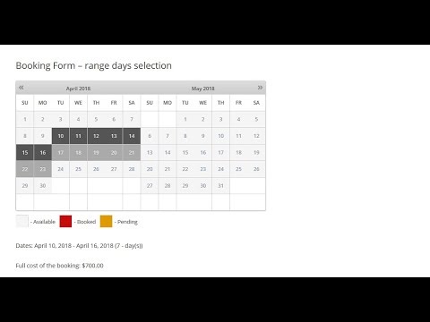 Booking Calendar (Legacy Version) - Range days selection