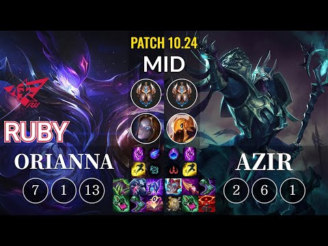 RW Ruby Orianna vs Azir Mid - KR Patch 10.24