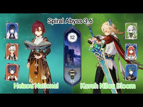 Heizou National & Kaveh Nilou Bloom - Spiral Abyss 3.6 - Floor 12 9 stars | Genshin Impact