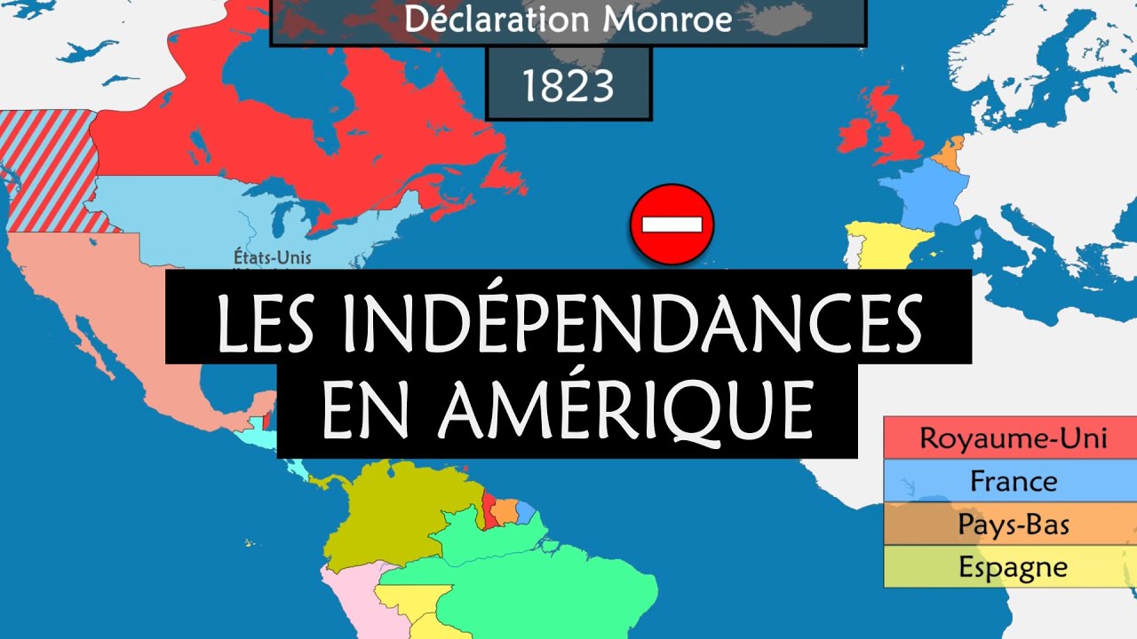 Les indépendances en Amérique - Résumé sur cartes