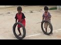 VILLAGE FUNNY VIDEO Waste Tire Game At Village Indian Village Kids Playing In Street Village Life