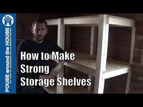 How to build strong storage shelves - Wood cutting & drilling tips! Garage workshop shelving.