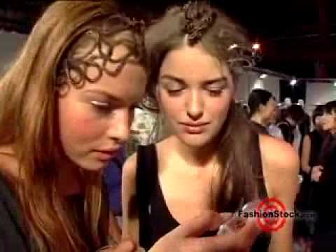 Polina Kuklina backstage Dries Van Noten, Spring 2005