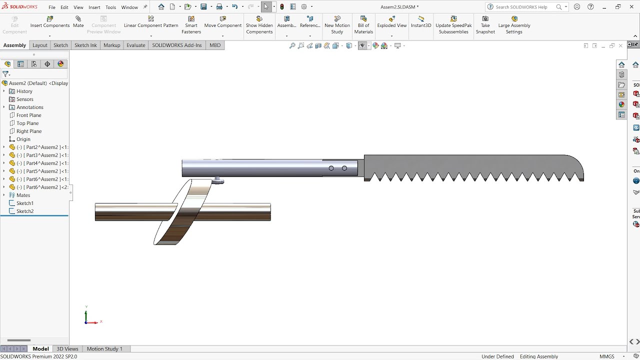 Reciprocating Saw working mechanism in Solidworks