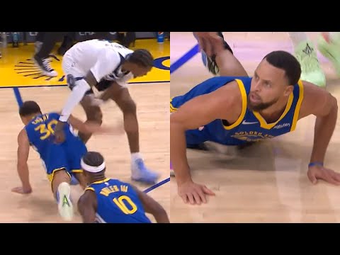 Jaden McDaniels throws Steph Curry to ground and Curry gets called for the foul 😂