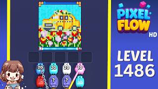 Pixel Flow Level 1486 Solution Walkthrough