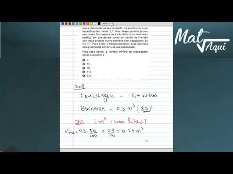 ENEM 2019 - QUESTÃO 148 CADERNO AZUL - Dissolução de Cosmético em uma Banheira!