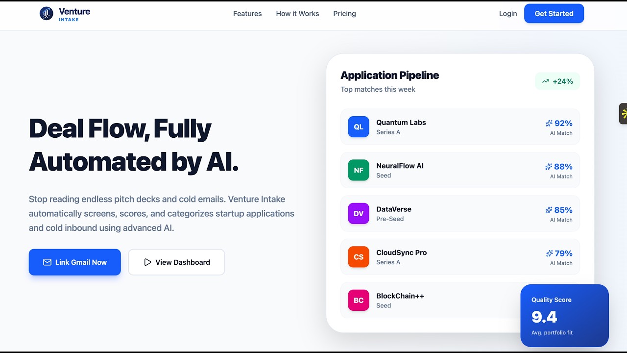 Venture Intake - VC Deal Flow & Startup Sourcing AI