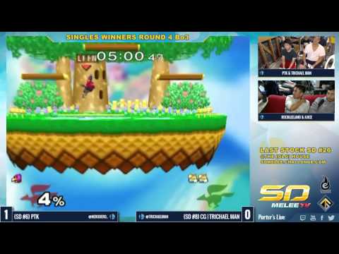 Last Stock SD #26 - PTK (Falco) vs CG | Trichael Man (Fox) - SSBM Winners Quarters - Melee