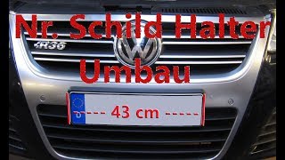 Nr. Schild Halter Umbau auf 43er Kennzeichen am VW Passat R36