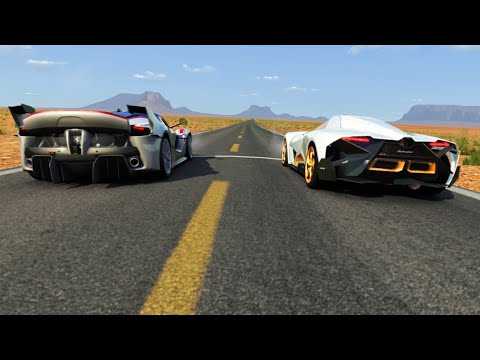 Ferrari FXX-K vs Lamborghini Egoista - Drag Race