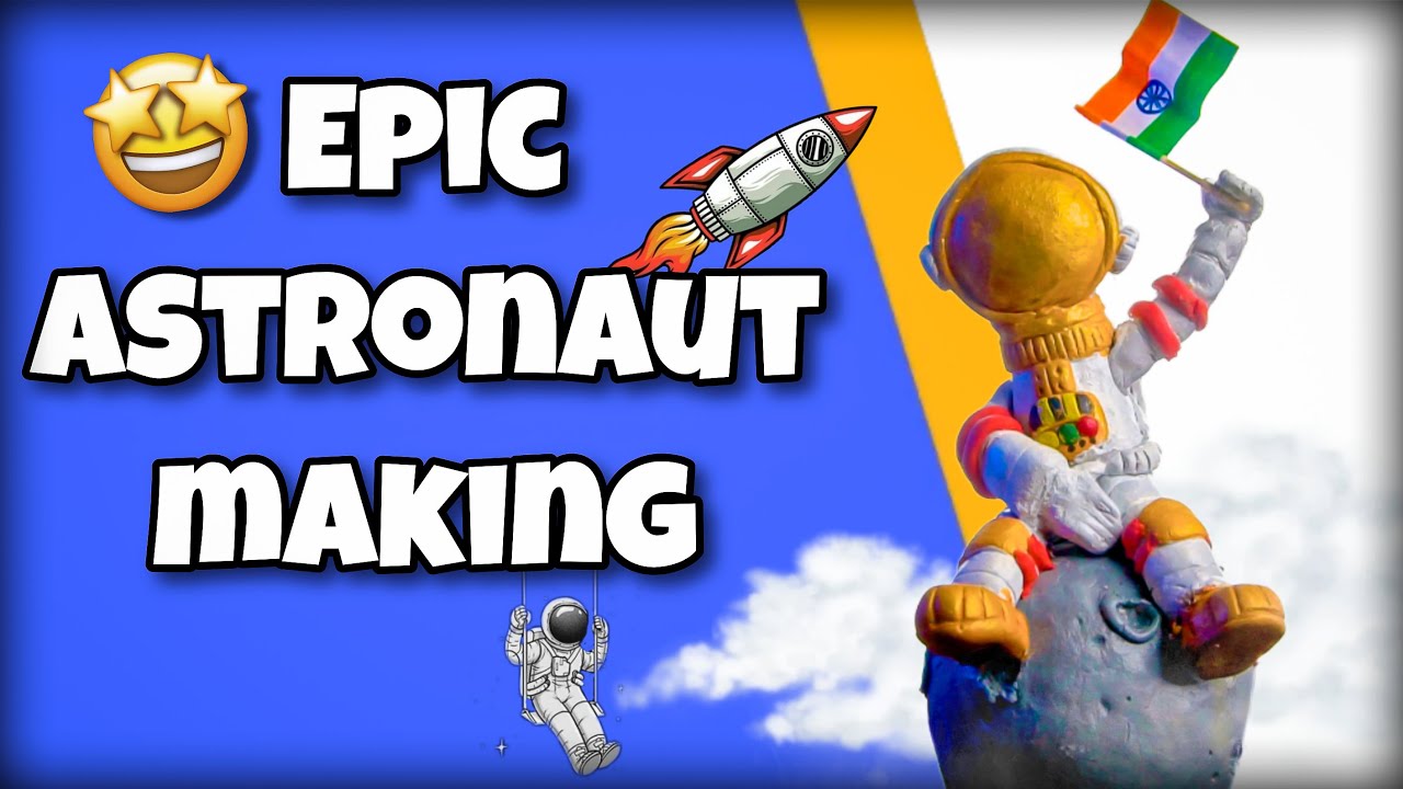 Art of astronaut with a love flag on moon step by step #artwork #clayart #shortvideo #colors #DIY