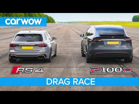 Audi RS4 vs Tesla Model X P100D - DRAG RACE, ROLLING RACE & BRAKE TEST