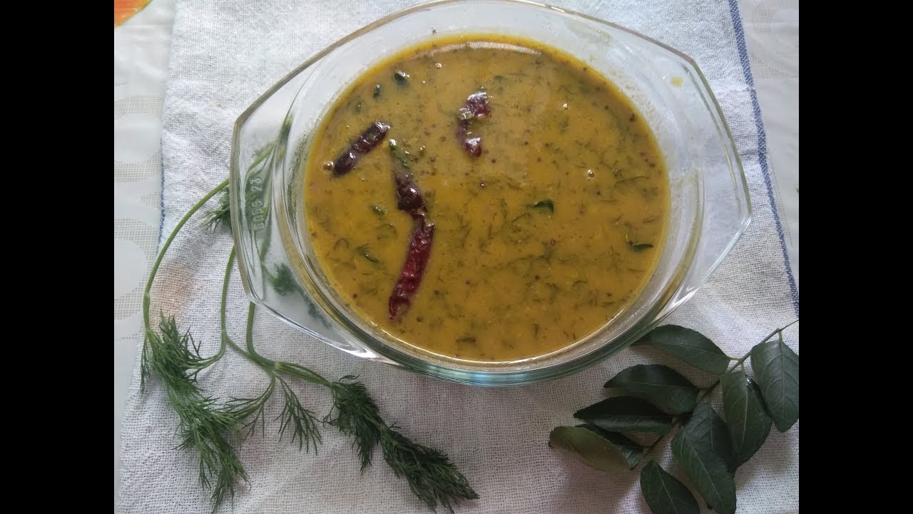 Dill Pata Sambar (Dal with Dill Leaves) in Bengali by Pinglu Kitchen