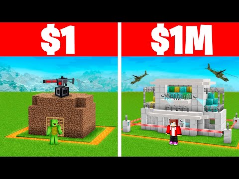 $1 VS $1,000,000 Security House in Minecraft - Maizen JJ and Mikey BUILD CHALLENGE