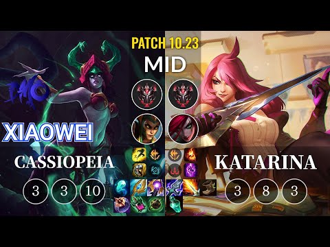 DMO Xiaowei Cassiopeia vs Katarina Mid - KR Patch 10.23