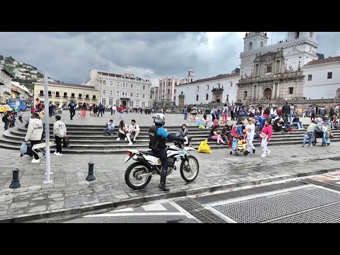 Hectic Saturday In Quito Ecuador At Plaza San Francisco & Top Of Basilica Cathedral / Street Vendors