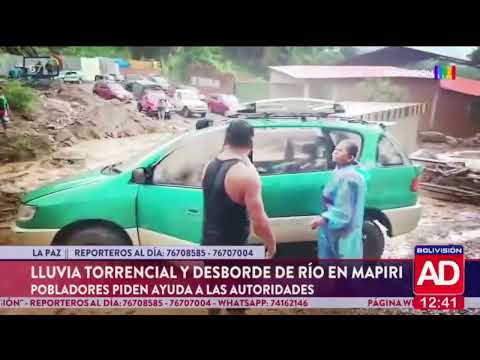 Las lluvias torrenciales provocan el desborde del río en Mapiri